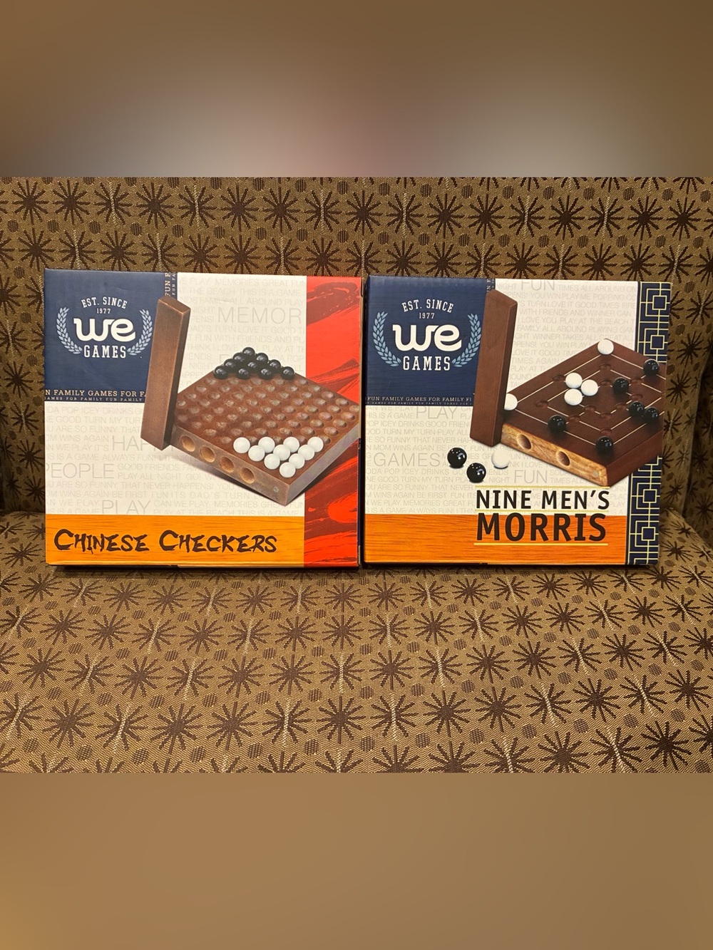 Wooden Chinese Checkers & Nine Men's Morris Set - Brown